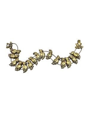 Vintage Tropical Parrot Bird Slide Charm Bracelet Gold Tone NOS